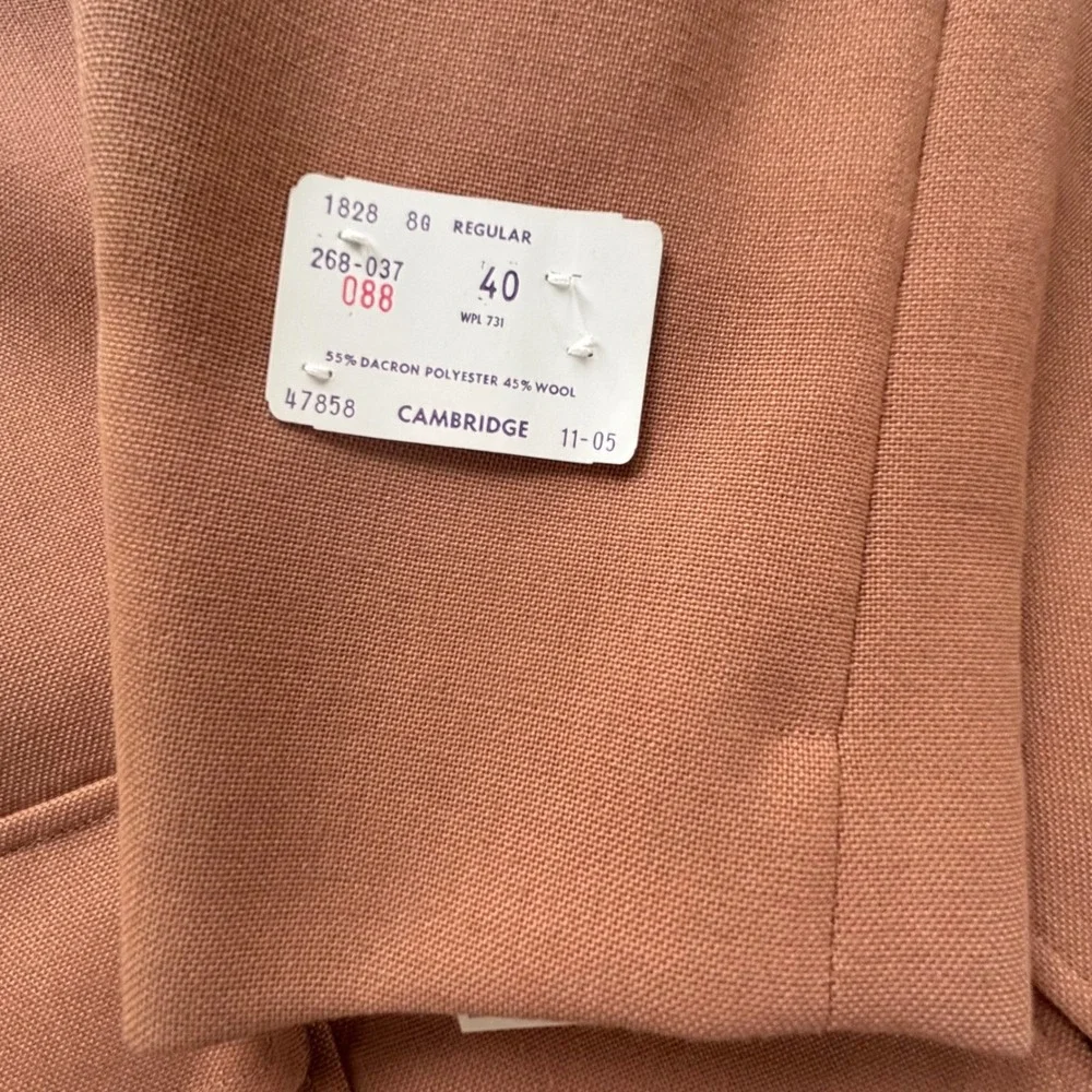 Wimbledon Cricketeer 60's-70's NWT Deadstock Blazer 40R Peachy Tan Preppy Tennis